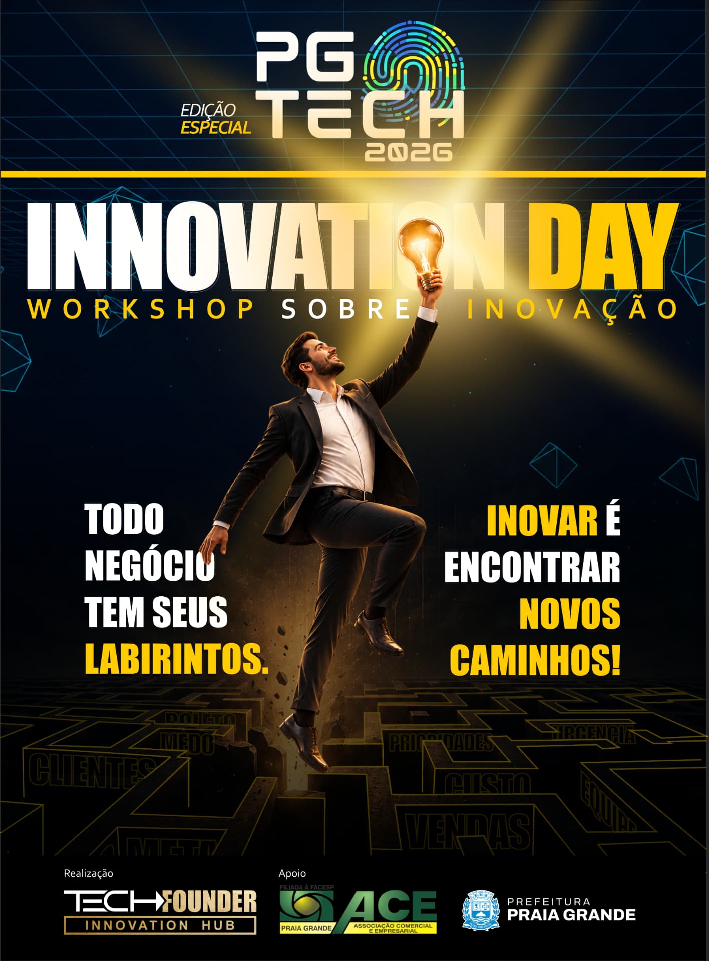 Innovation Day — Edição Especial PG TECH 2026: workshop sobre inovação, 31 de agosto na ACEPG, Praia Grande/SP